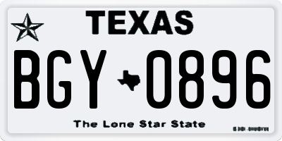 TX license plate BGY0896