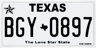 TX license plate BGY0897