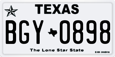 TX license plate BGY0898