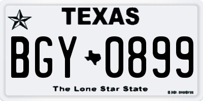 TX license plate BGY0899