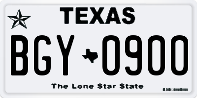 TX license plate BGY0900