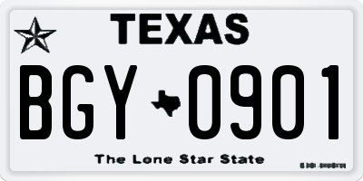TX license plate BGY0901