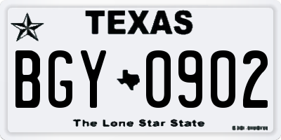 TX license plate BGY0902