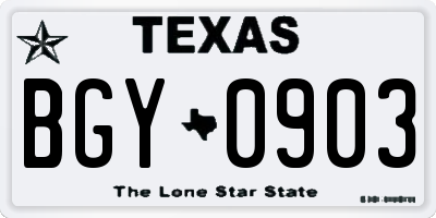 TX license plate BGY0903