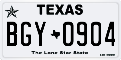 TX license plate BGY0904