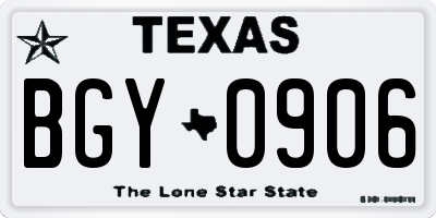 TX license plate BGY0906