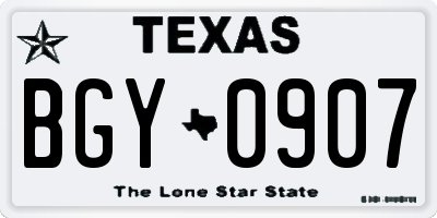 TX license plate BGY0907
