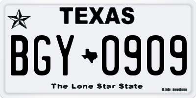 TX license plate BGY0909