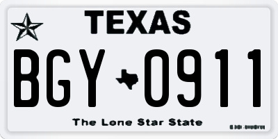 TX license plate BGY0911