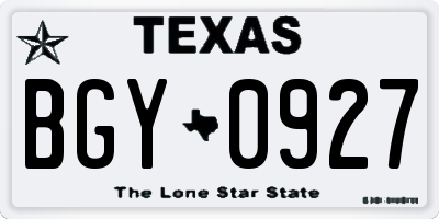 TX license plate BGY0927