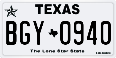TX license plate BGY0940