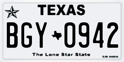 TX license plate BGY0942