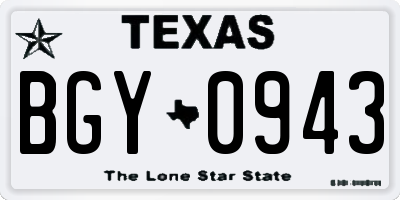 TX license plate BGY0943