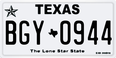 TX license plate BGY0944