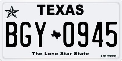 TX license plate BGY0945