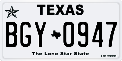 TX license plate BGY0947