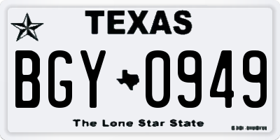 TX license plate BGY0949