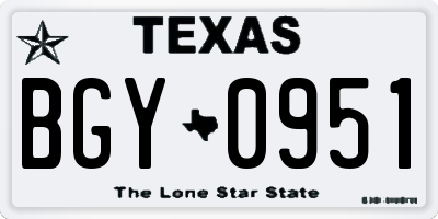 TX license plate BGY0951
