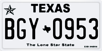 TX license plate BGY0953