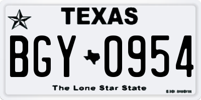 TX license plate BGY0954