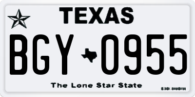 TX license plate BGY0955