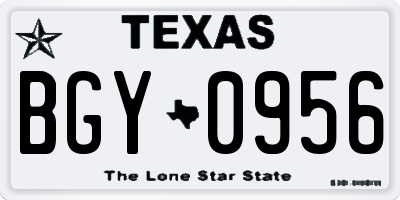 TX license plate BGY0956