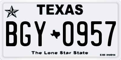 TX license plate BGY0957