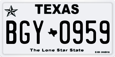 TX license plate BGY0959