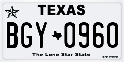 TX license plate BGY0960