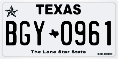 TX license plate BGY0961