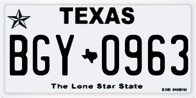 TX license plate BGY0963