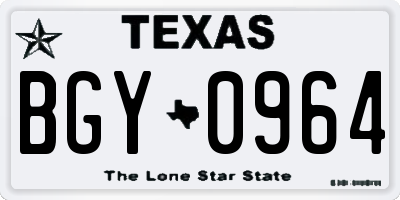 TX license plate BGY0964