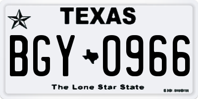 TX license plate BGY0966