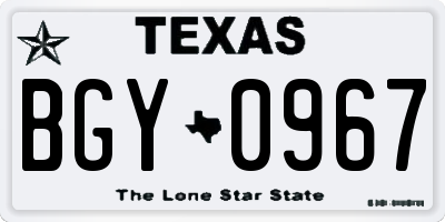 TX license plate BGY0967