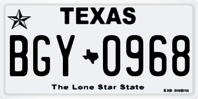 TX license plate BGY0968