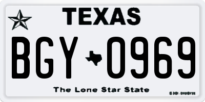 TX license plate BGY0969