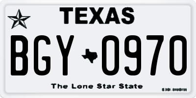 TX license plate BGY0970