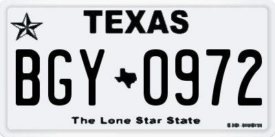 TX license plate BGY0972