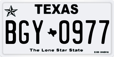 TX license plate BGY0977