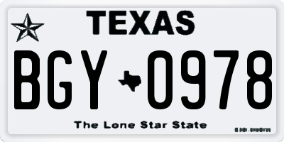 TX license plate BGY0978