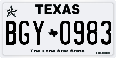 TX license plate BGY0983