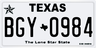 TX license plate BGY0984