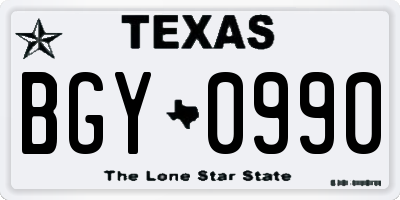 TX license plate BGY0990