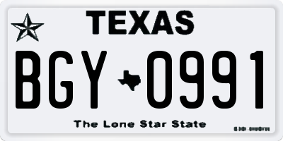 TX license plate BGY0991