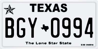 TX license plate BGY0994
