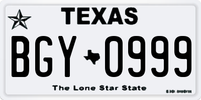 TX license plate BGY0999