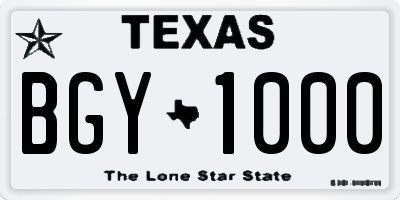 TX license plate BGY1000