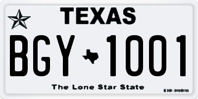 TX license plate BGY1001