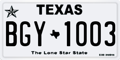 TX license plate BGY1003