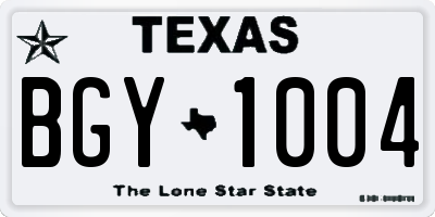 TX license plate BGY1004
